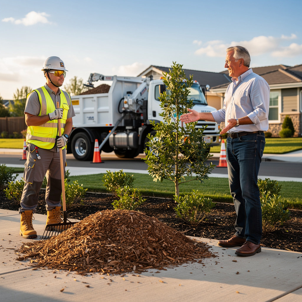Jorge Salinas Tree Service offers free wood chips delivery for landscaping and garden mulch in Ventura County